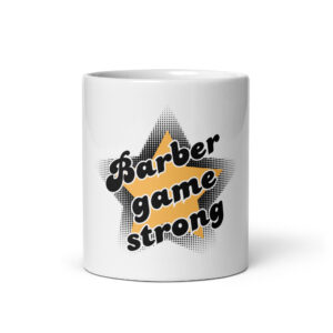 The Barber White glossy mug
